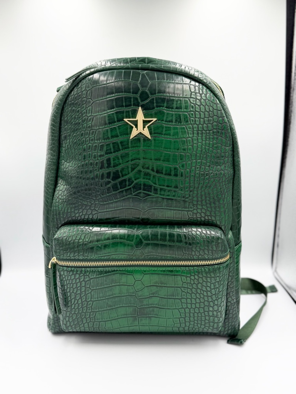 Jeffree Star Dark Green Croc-Embossed Backpack with Gold Star